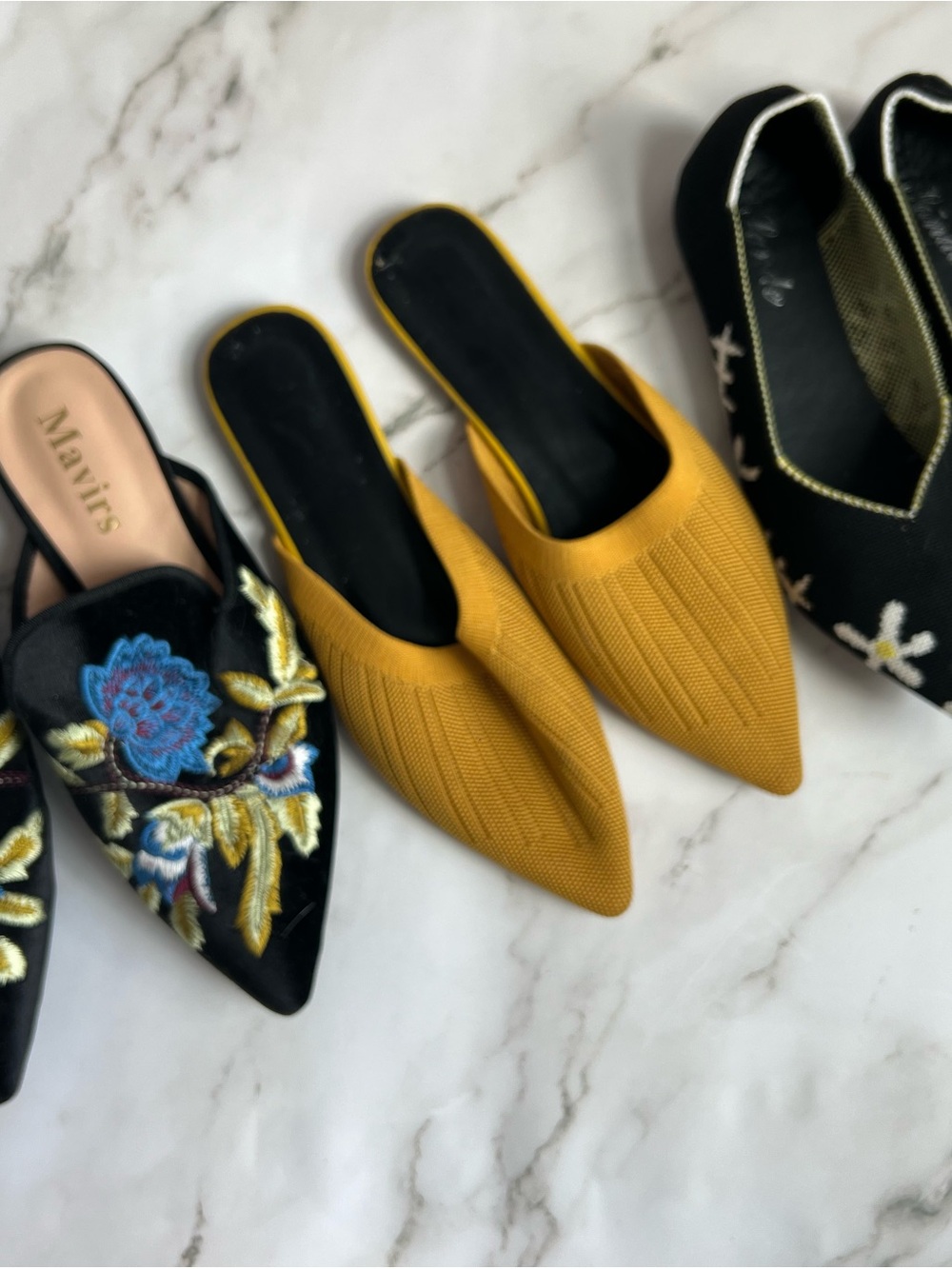Bundle of Toe Mule - Slip-On Women's Flats - Embroidered & knit